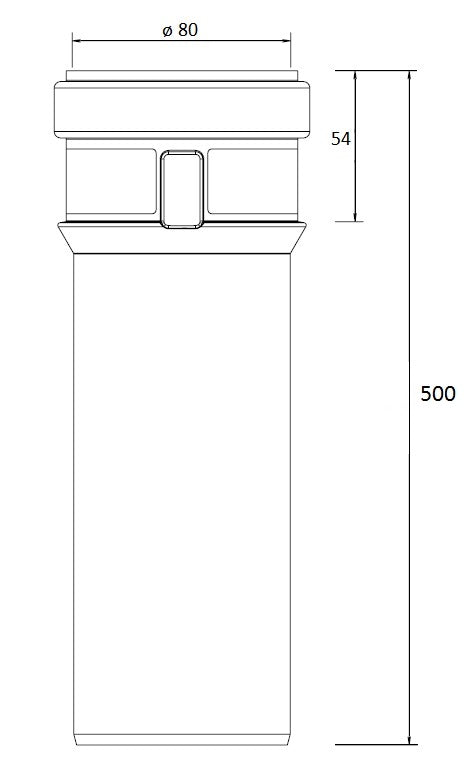 Burgerhout Safe-PP rookgasafvoer pijp 80° 500mm 400453975 kopen? Technische tekening | CVketel.nl