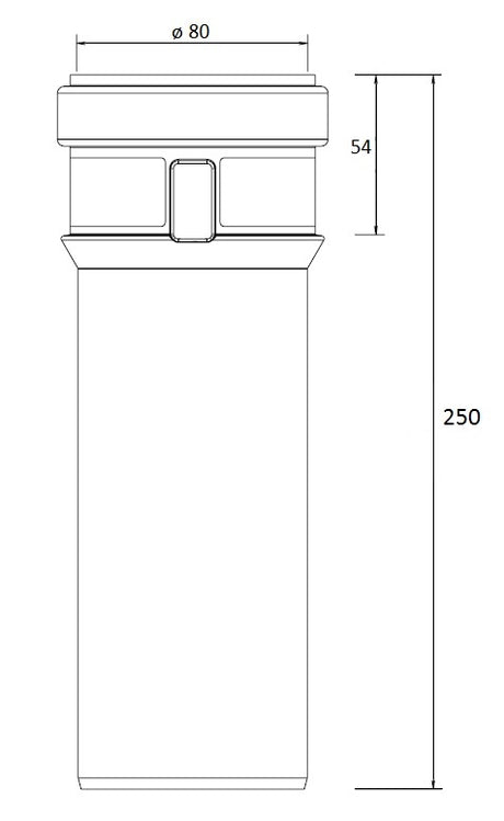 Burgerhout Safe-PP rookgasafvoer pijp 80° 250mm 400453973 kopen? Technische tekening | CVketel.nl